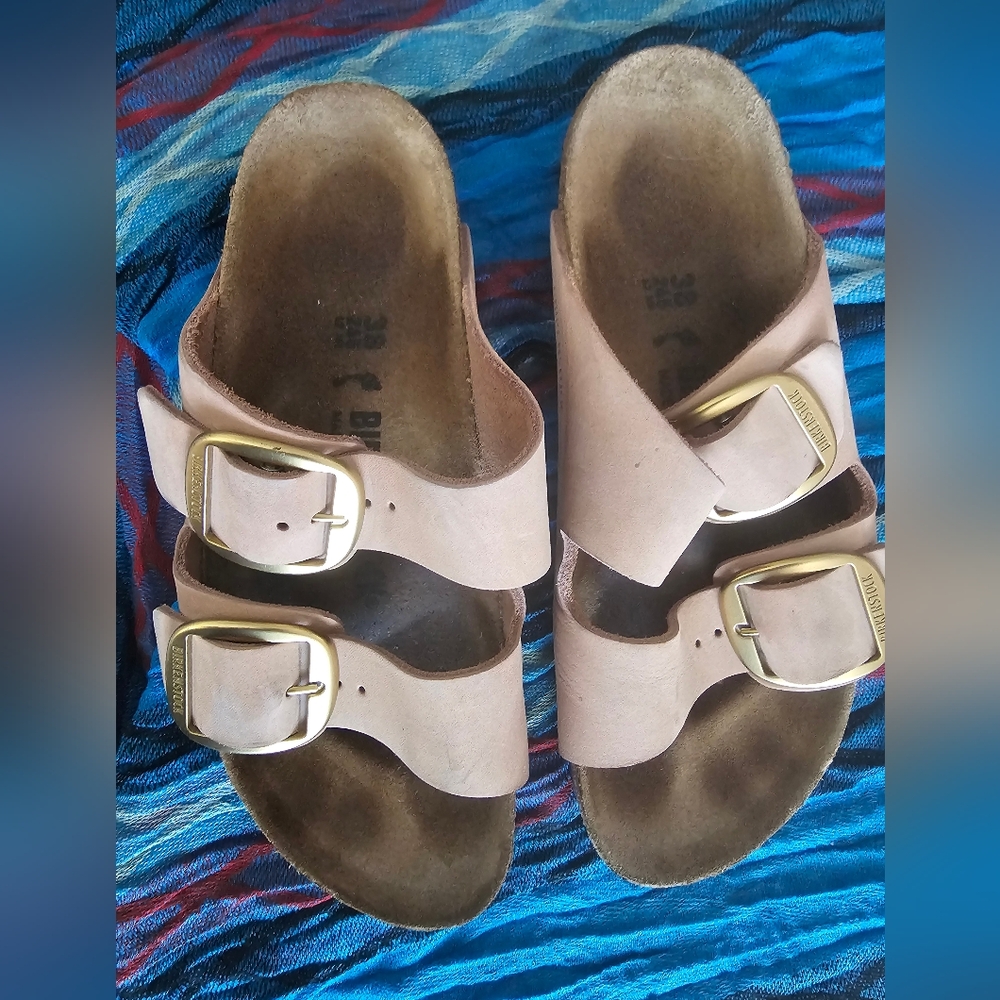 Birkenstock Arizona Big Buckle Beige With Pink Undertone Oiled Leather Sandals